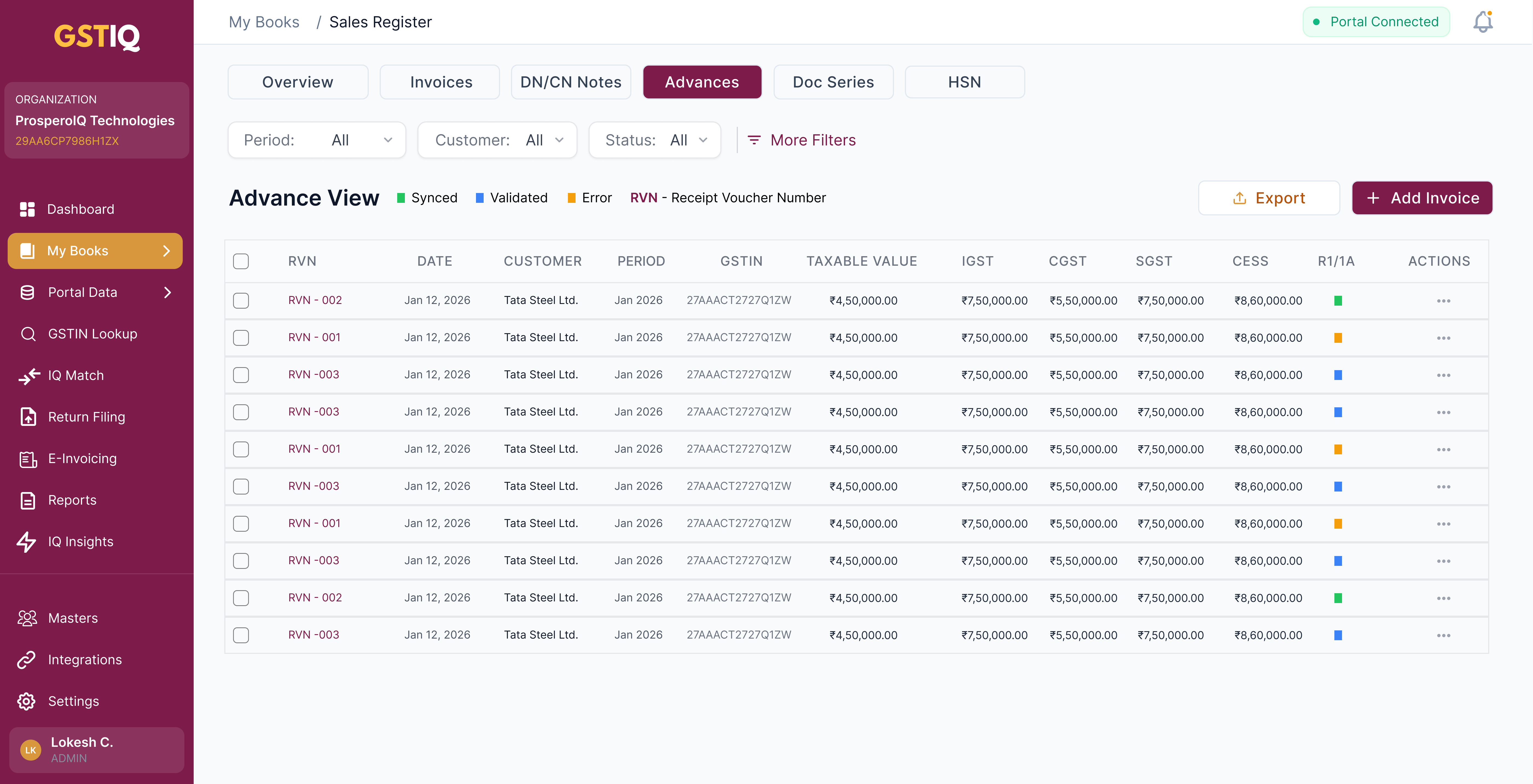 Notice & Litigation Management dashboard